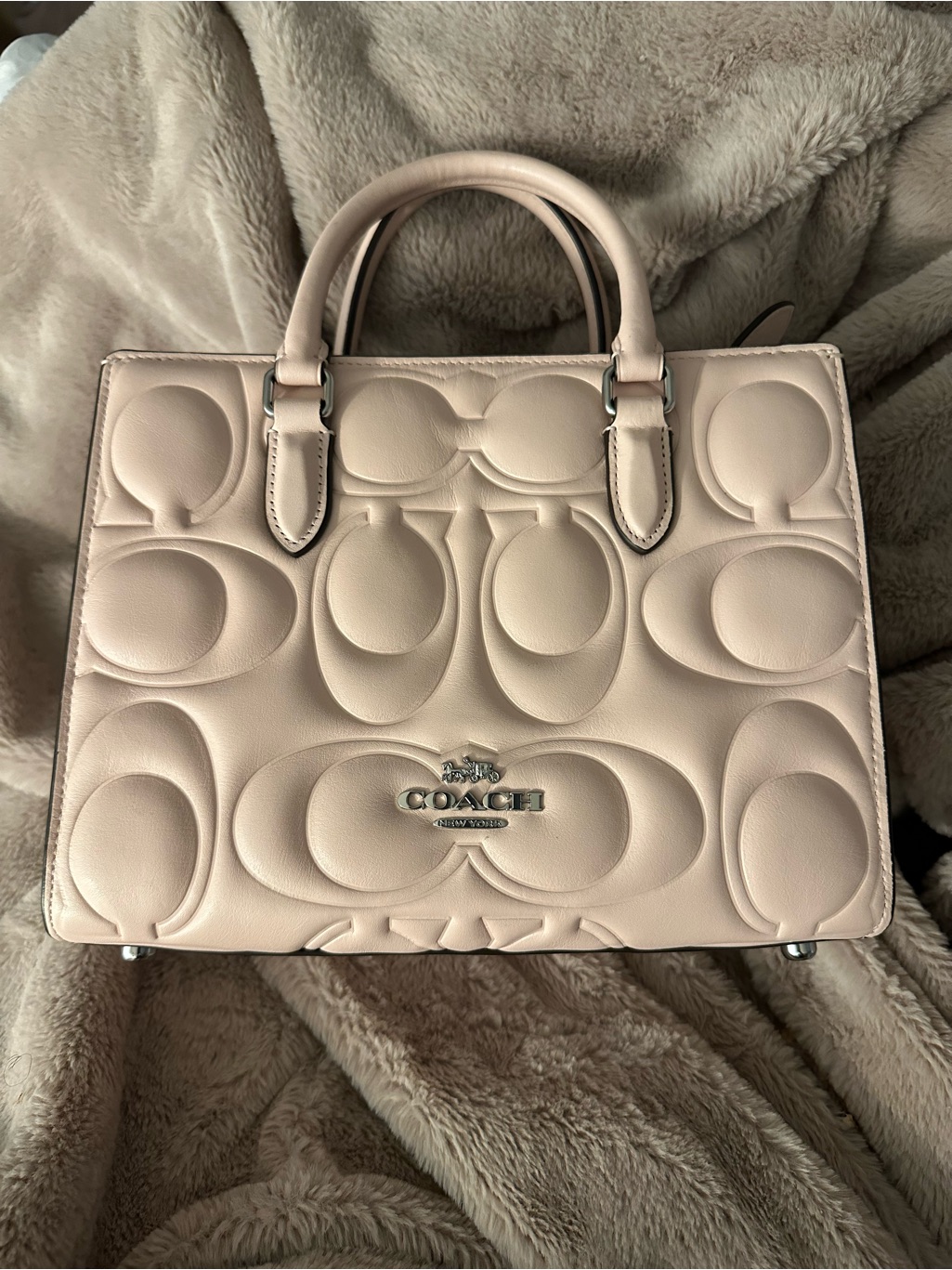 Coach Maggie Signature Small Embossed Tote Blush Color